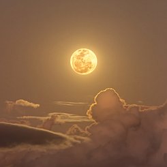 Clouds and the Golden Moon