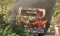 Bus catches fire  at Andhra-Odisha border, no casualties reported