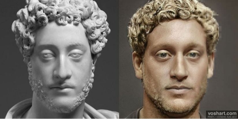 Roma imparatoru Commodus hakkında fotogerçekçi bir rekonstrüksiyon. Rekonstrüksiyon arkeolojik kanıtların yanı sıra çağdaş ve yakın çağdaş tanımlamalara dayanmaktadır.