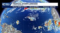 Tropical Storm Lorenzo weakens in the Atlantic