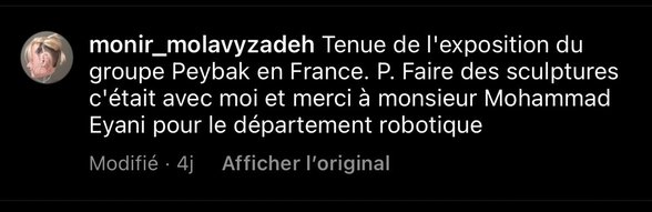 Hatta burada da Mohammad Eyani adlı kişiye de robotik kısmı yaptığı için teşekkür ediyor.