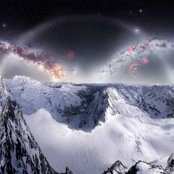 Three Sky Arches over Snowy Alps
