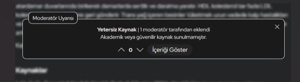 Akademik seviyede olmayan, blog vb. yazıların kaynak olarak girilmesiyle alınmış bir uyarı.