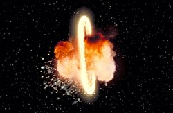 Uzayda yaşanılan olası bir ateşli patlamada (örn. iki arabanın çarpışıp patlaması) ateş bu duruma nasıl tepki verir? Nasıl bir görüntü oluşur?