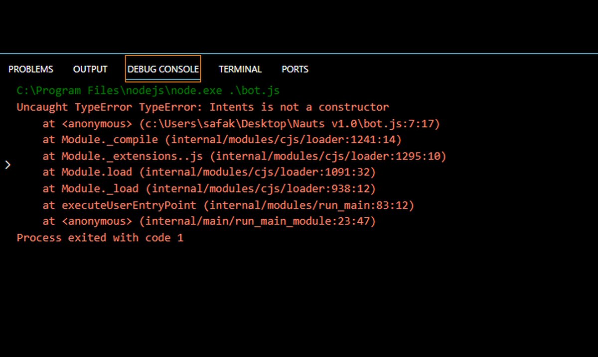 Visual Studio Code programında discord botu yazıyordum. Fakata "discord ...