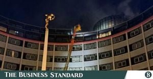 Fire Erupts At London BBC Television Centre