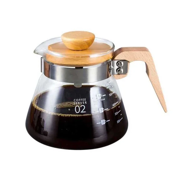 Epinox Kahve Servis Sürahisi 600 ml Ahşap & Cam