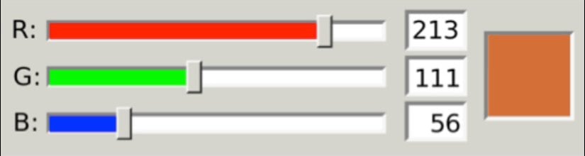 RGB kaydırıcıları, her bir renk kanalının yoğunluğunu ayarlayarak sağdaki rengi elde etmenizi sağlar.