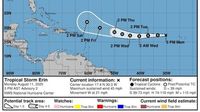 Tropical Storm Erin tracks west, likely to become hurricane this week