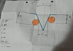 V profili üzerinde bilye temas mesafe formülü var mı?