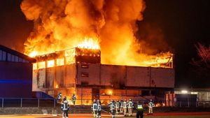 Massive Fire Destroys Tostedt Gymnasium Sporthalle