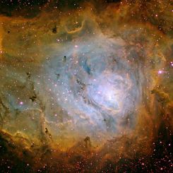 The Lagoon Nebula in Three Colors