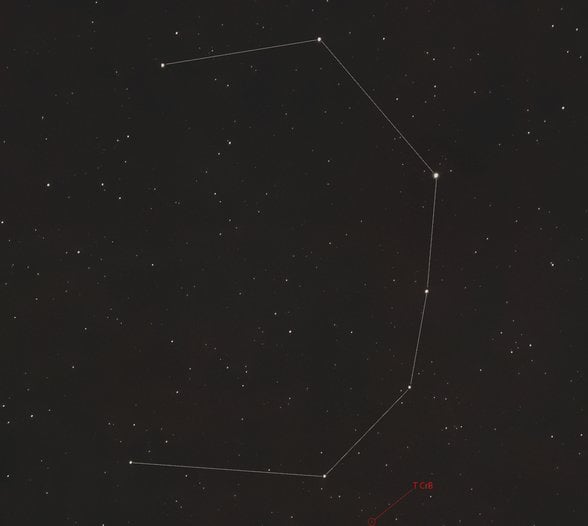 Kuzey Tacı takımyıldızı ve T CrB. 18-55 mm kit lens kullanılarak çekildi.