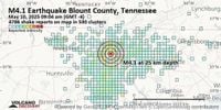 Moderate mag. 4.1 earthquake - Blount County, 29 mi south of Knoxville, Knox County, Tennessee, United States, on Saturday, May 10, 2025, at 09:04 am (GMT -4)