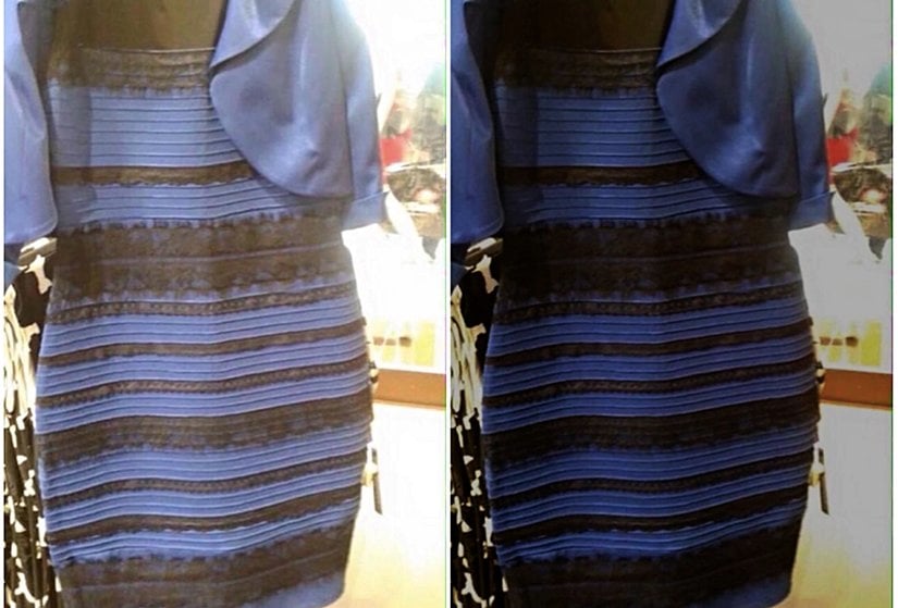 Aynı elbise kimimize göre beyaz ve altın renginde kimimize göre mavi ve siyah görünmektedir.