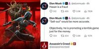 'Double kill': ‘Assassin’s Creed’ ratioing Elon Musk on his own platform has social media in shambles