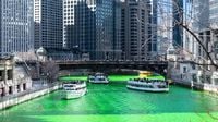 Is the Chicago River still dyed green? See a live look at the river on St. Patrick's Day here