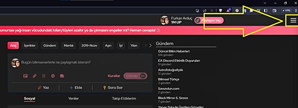 Mobil cihazdan erişmek için sağ üst kısımda bulunan yatay şekilde hizalanmış 3 çizgiye basın.
