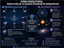 “Eğer evrenin genişlemesi uzayın kendisinin genişlemesi ise, galaksiler neden atomlar gibi her ölçekte birbirinden uzaklaşmıyor?