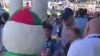 Rabbitohs mascot pushes kid