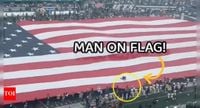 Hilarious moment as fan gets tangled in 100-yard American flag during National Anthem at MetLife Stadium | NFL News - The Times of India