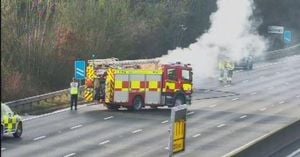 Car Fire Sparks Major Delays On Kent M25