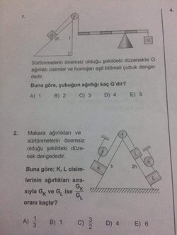 Sorularda G'yi ve GK/GL oranını bulabilir misiniz?