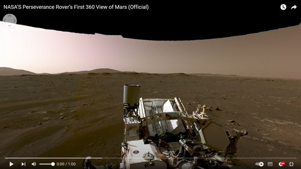 NASA'nın Perseverance aracı 20 Şubat 2021'de navigasyon kameralarını kullanarak bir 360° panorama kaydetti. Panoramik görüntüde gezinmek için aşağıdaki kaynak bağlantısına tıklayabilirsiniz.