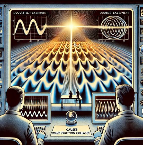 "dalga fonksiyonunun çöküşü" ve "Young'un çift yarık deneyi"