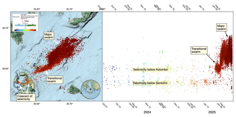 Santorini Adası ve civarındaki son 5 aylık deprem aktivitesi