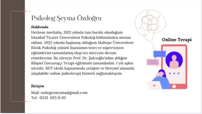 Online ve Yüzyüze Erişilebilir Yetişkin Psikoterapi - Psk.Şeyma Özdoğru