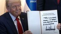 New beginning: Trump signs Knesset guestbook as Hamas frees Israeli hostages