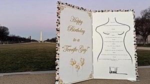 Ten Foot Trump Epstein Birthday Card Statue Sparks Outcry