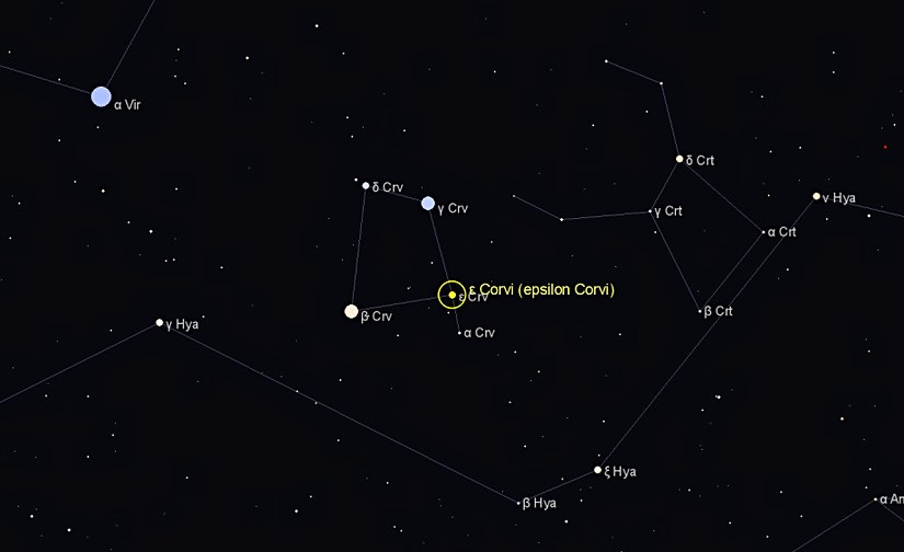 Epsilon Corvi yıldızının konumu