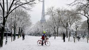 Snowfall And Weather Alerts Sweep Across France