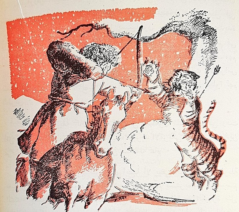 Cengiz Han, kaplan avlıyor.