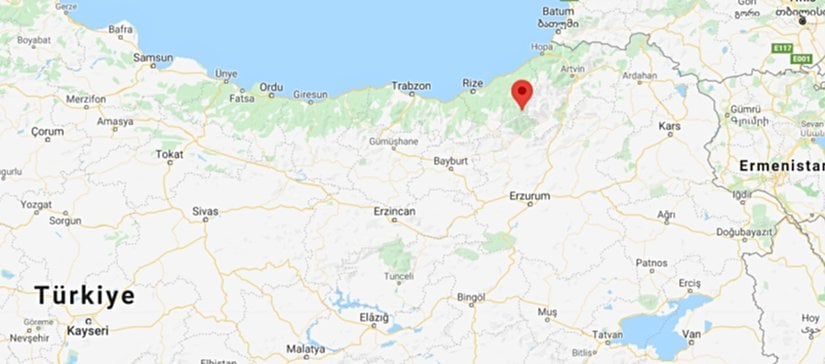 Şekil 3: Kaçkar Dağı Harita Üzerindeki Konumu.  Koordinatlar: 40°50′12″K 41°09′48″D 