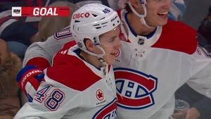 Lane Hutson Nets First NHL Goal Against Jets