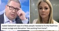 Talk TV ‘feather ruffler’ Isabel Oakeshott blamed the on-going Heathrow shutdown on ‘working from home’ and was owned into next week