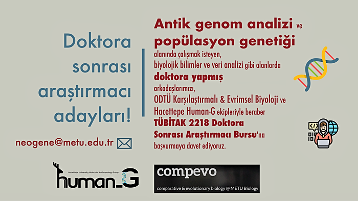 Antik Genom Analizi ve Popülasyon Genetiği alanında doktora sonrası araştırmacı ilanı