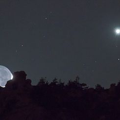 Earthshine and Venus Over Sierra de Guadarrama