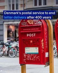 DW - The Danish postal service PostNord will deliver its last letter on December 30, ending a more than 400-year-old tradition.  PostNord said earlier this year that it would end letter delivery in Denmark, pointing to rapid digitalization and a steep fall in mail volumes. As online shopping grows, the company will cut 1,500 jobs and remove the same number of red postboxes. Letter-sending in Denmark has dropped by more than 90% over the past 25 years.  It took only three hours for 1,000 of the distinctive postboxes, which have already been dismantled, to be bought up when they went on sale earlier this month with a price tag of 2,000 DKK (€268) each for those in good condition and 1,500 DKK (€201) for those a little more well-worn.  While PostNord will continue delivering letters in Sweden and offer limited refunds on unused Danish stamps, letter services in Denmark will be taken over by the private firm Dao, which plans to expand its operations from January, as Danish law requires that a postal option remains available.  📷: Micha Korb/picture alliance/pressefoto_korb | Facebook