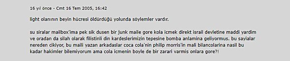 16 Temmuz 2005 tarihli bir forum mesajı.