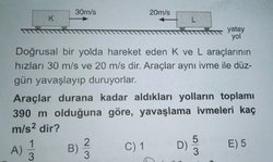 Aynı ivmeli araçların aldığı toplam yoldan ivmeleri nasıl bulunur?