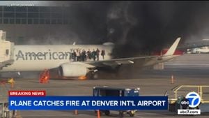 American Airlines Flight Catches Fire At Denver Airport