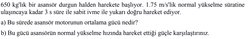 Buna göre asansör motorunun ortalama gücü nedir?