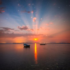  Crepuscular Moon Rays over Denmark 