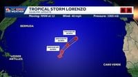Tropical Storm Lorenzo remains far from land