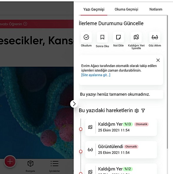 "Not ekle" seçeneğine tıkladıktan sonra gelen sayfa.