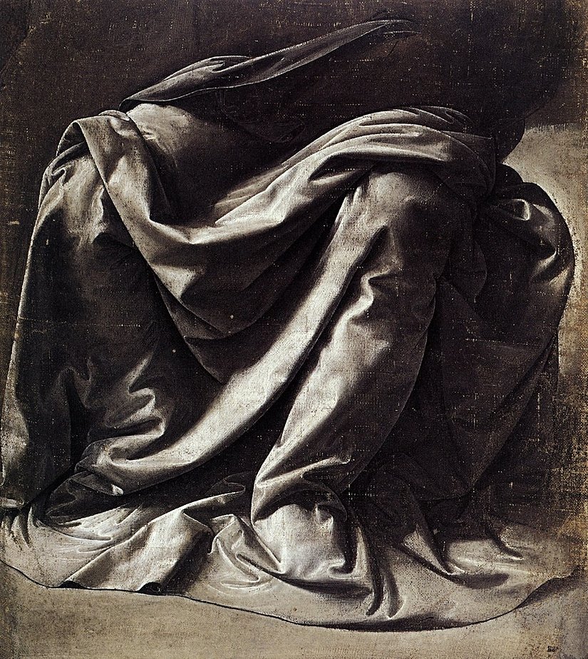 Da Vinci tarafından çizilmiş dökümlü kumaş resmi